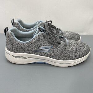 Skechers Go Walk Arch Fit Glee Sneakers Shoes Athletic Comfort Gray Womens 10